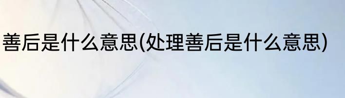 善后是什么意思(处理善后是什么意思)