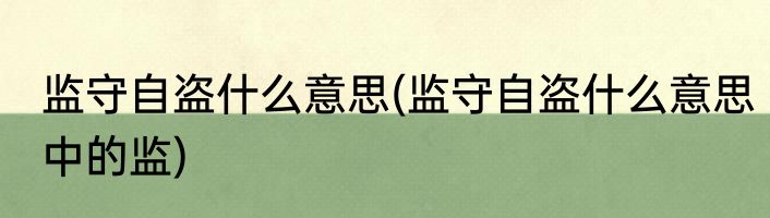 监守自盗什么意思(监守自盗什么意思中的监)