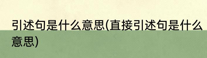 引述句是什么意思(直接引述句是什么意思)