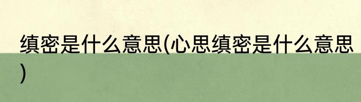 缜密是什么意思(心思缜密是什么意思)