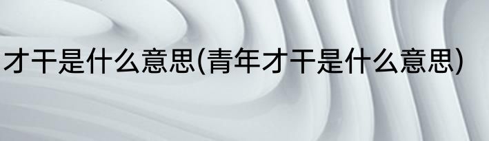 才干是什么意思(青年才干是什么意思)