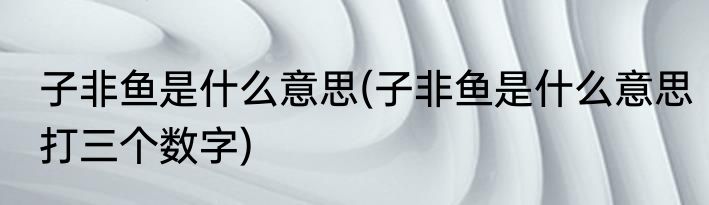 子非鱼是什么意思(子非鱼是什么意思打三个数字)
