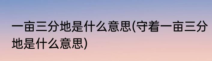 一亩三分地是什么意思(守着一亩三分地是什么意思)
