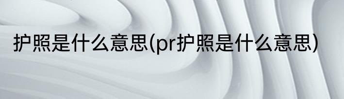 护照是什么意思(pr护照是什么意思)