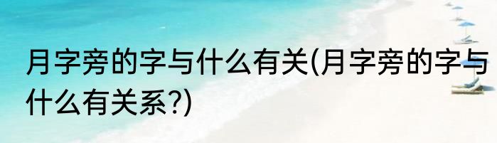 月字旁的字与什么有关(月字旁的字与什么有关系?)