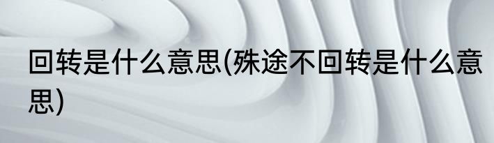 回转是什么意思(殊途不回转是什么意思)