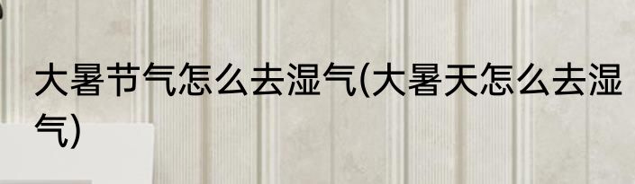 大暑节气怎么去湿气(大暑天怎么去湿气)