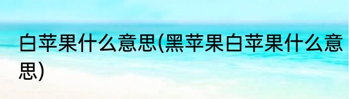 白苹果什么意思(黑苹果白苹果什么意思)