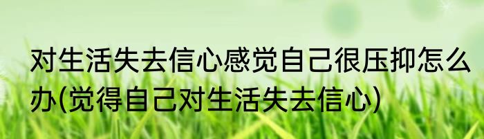 对生活失去信心感觉自己很压抑怎么办(觉得自己对生活失去信心)