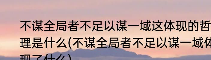 不谋全局者不足以谋一域这体现的哲理是什么(不谋全局者不足以谋一域体现了什么)