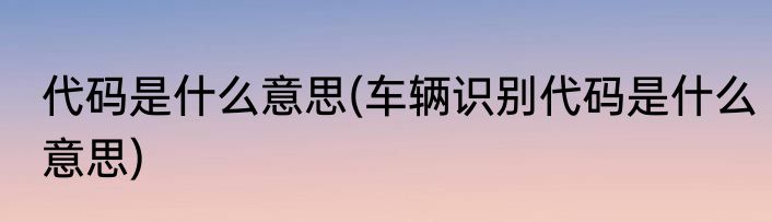 代码是什么意思(车辆识别代码是什么意思)