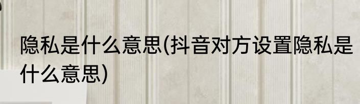 隐私是什么意思(抖音对方设置隐私是什么意思)