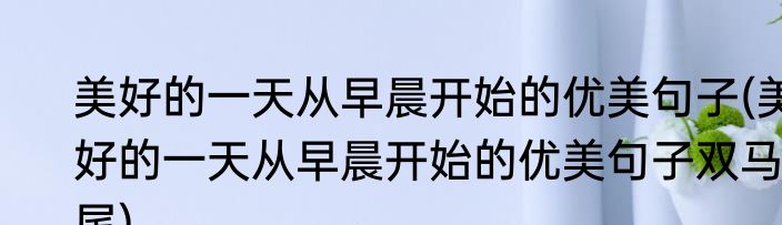 美好的一天从早晨开始的优美句子(美好的一天从早晨开始的优美句子双马尾)