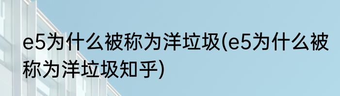 e5为什么被称为洋垃圾(e5为什么被称为洋垃圾知乎)