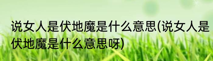 说女人是伏地魔是什么意思(说女人是伏地魔是什么意思呀)