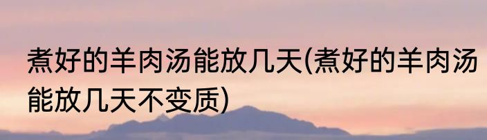 煮好的羊肉汤能放几天(煮好的羊肉汤能放几天不变质)