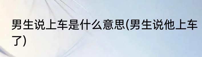 男生说上车是什么意思(男生说他上车了)