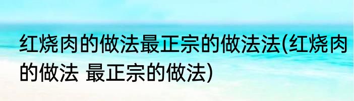 红烧肉的做法最正宗的做法法(红烧肉的做法 最正宗的做法)