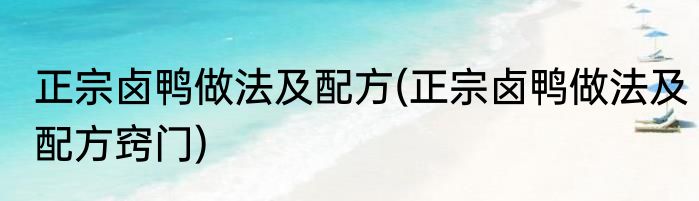 正宗卤鸭做法及配方(正宗卤鸭做法及配方窍门)