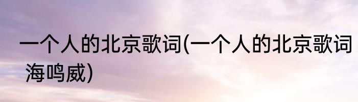 一个人的北京歌词(一个人的北京歌词 海鸣威)
