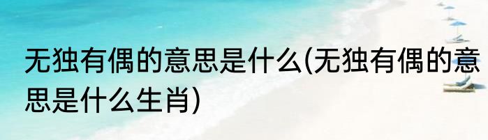 无独有偶的意思是什么(无独有偶的意思是什么生肖)