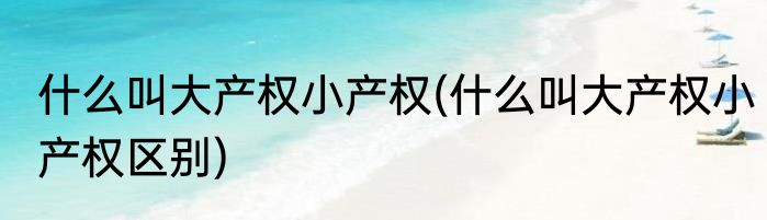 什么叫大产权小产权(什么叫大产权小产权区别)