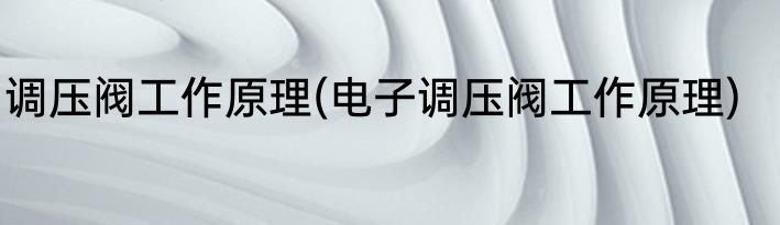 调压阀工作原理(电子调压阀工作原理)