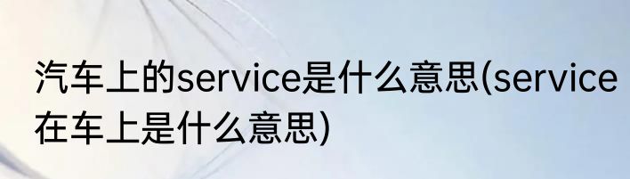 汽车上的service是什么意思(service在车上是什么意思)