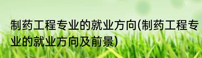 制药工程专业的就业方向(制药工程专业的就业方向及前景)