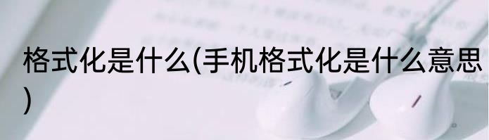 格式化是什么(手机格式化是什么意思)