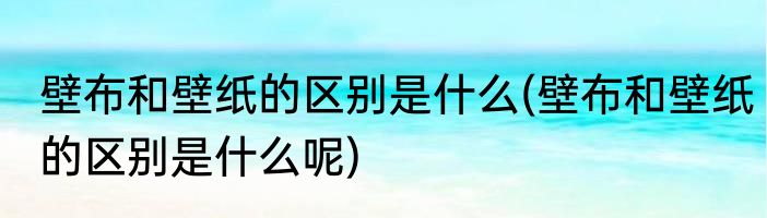 壁布和壁纸的区别是什么(壁布和壁纸的区别是什么呢)