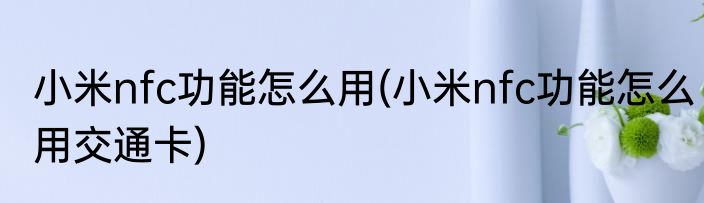 小米nfc功能怎么用(小米nfc功能怎么用交通卡)