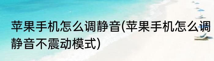 苹果手机怎么调静音(苹果手机怎么调静音不震动模式)