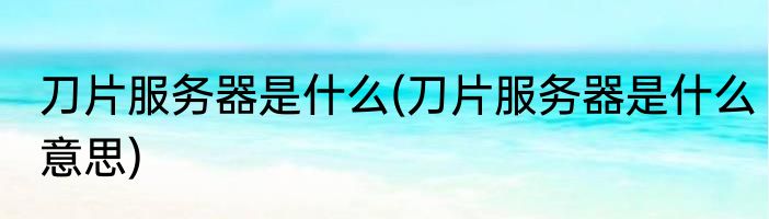 刀片服务器是什么(刀片服务器是什么意思)