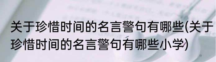 关于珍惜时间的名言警句有哪些(关于珍惜时间的名言警句有哪些小学)