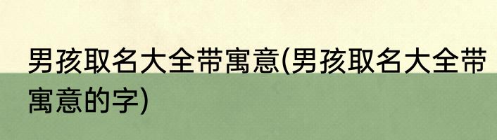 男孩取名大全带寓意(男孩取名大全带寓意的字)