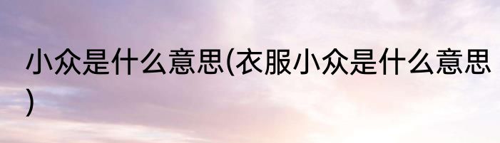 小众是什么意思(衣服小众是什么意思)