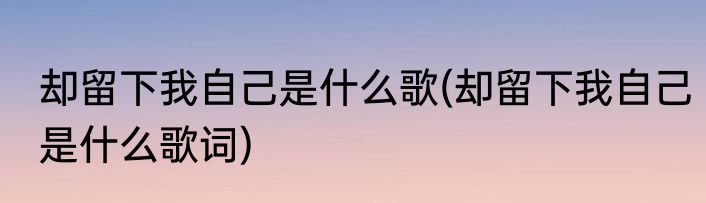 却留下我自己是什么歌(却留下我自己是什么歌词)