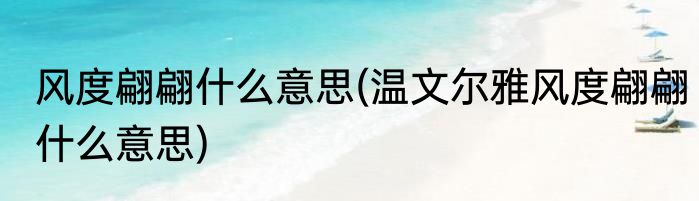 风度翩翩什么意思(温文尔雅风度翩翩什么意思)