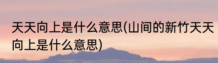 天天向上是什么意思(山间的新竹天天向上是什么意思)