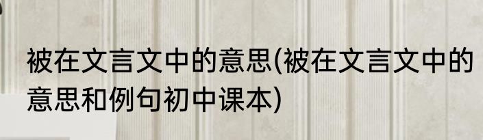 被在文言文中的意思(被在文言文中的意思和例句初中课本)