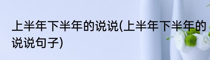 上半年下半年的说说(上半年下半年的说说句子)