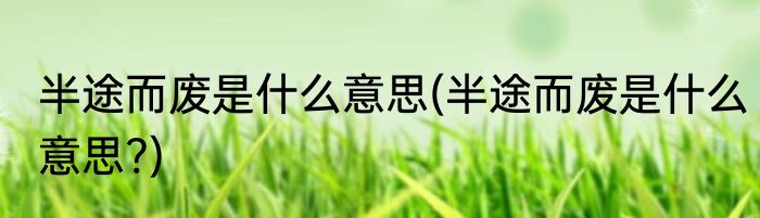 半途而废是什么意思(半途而废是什么意思?)