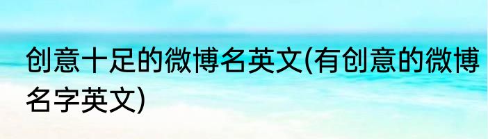 创意十足的微博名英文(有创意的微博名字英文)