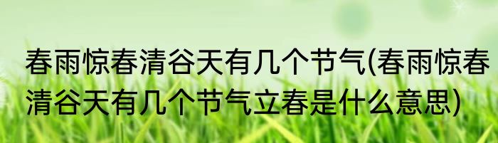 春雨惊春清谷天有几个节气(春雨惊春清谷天有几个节气立春是什么意思)