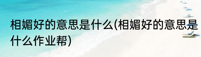 相媚好的意思是什么(相媚好的意思是什么作业帮)