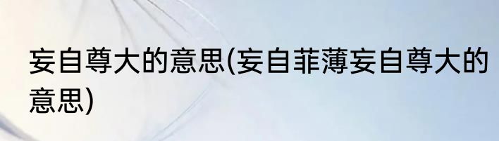 妄自尊大的意思(妄自菲薄妄自尊大的意思)