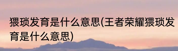 猥琐发育是什么意思(王者荣耀猥琐发育是什么意思)