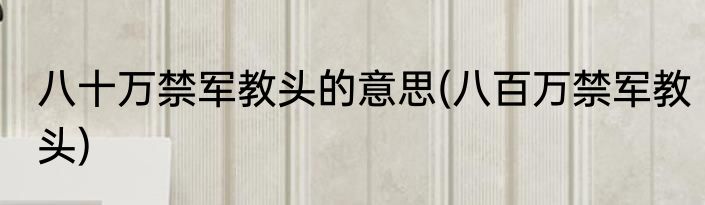 八十万禁军教头的意思(八百万禁军教头)