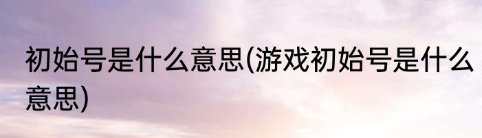 初始号是什么意思(游戏初始号是什么意思)